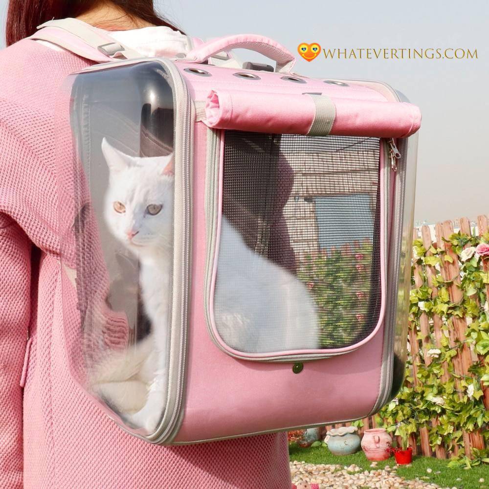 Breathable Cat Carrier Backpack Pet Stuff Color : Gray|Pink 