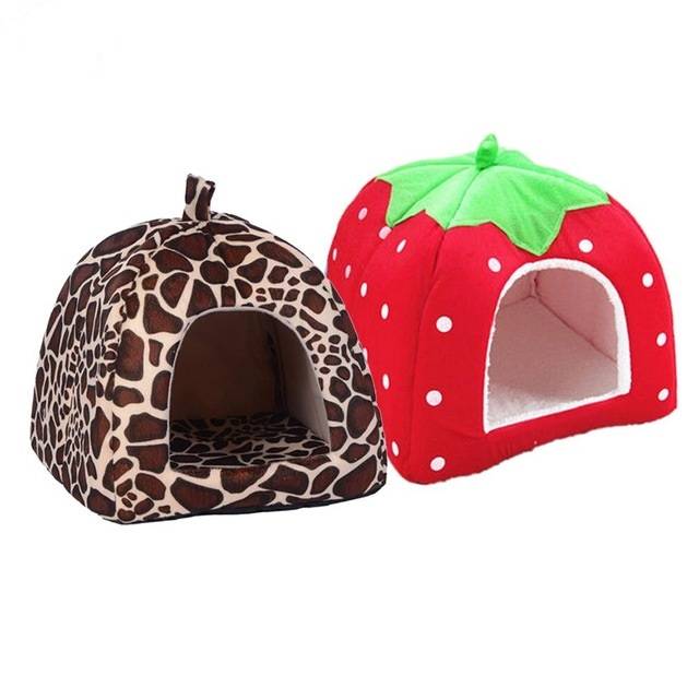 Cosy Soft Foldable Pet's House Pet Stuff Color : Strawberry|Leopard 