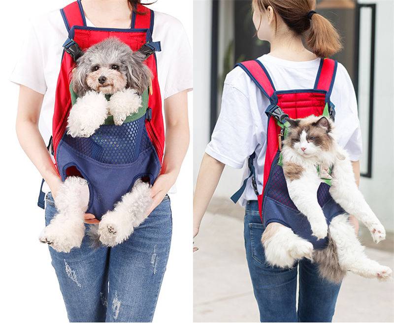 Pets Striped Canvas Carrier Backpack Pet Stuff Color : Red-Blue|Red-Blue Stripe|Green-Blue|Gray 